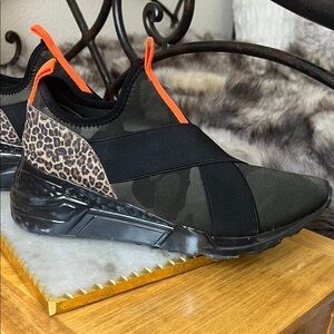 Camouflage and Leopard Slip-On Sneakers